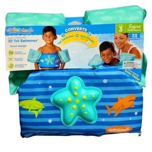 SwimSchool 3D Tot Swimmer Level 3 Blue Shark 4-6y 50 Lbs 2-in-1 Tot & Arm floats